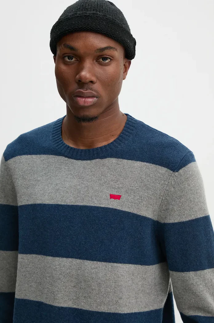 Levi's пуловер мъжки с вълна тъмносин A4320