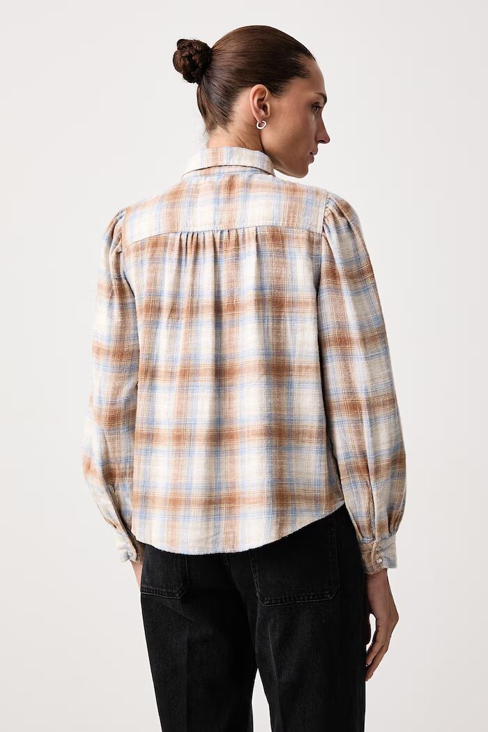 Levi's риза дамска от памук JUNA WESTERN бежова на каре 0082U