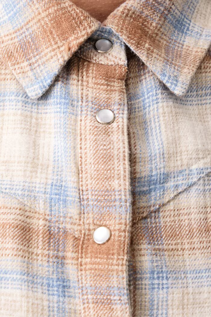Levi's риза дамска от памук JUNA WESTERN бежова на каре 0082U