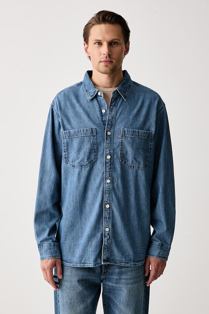 Levi's риза мъжка от деним MARIPOSA WORKER синя 0085D-0002