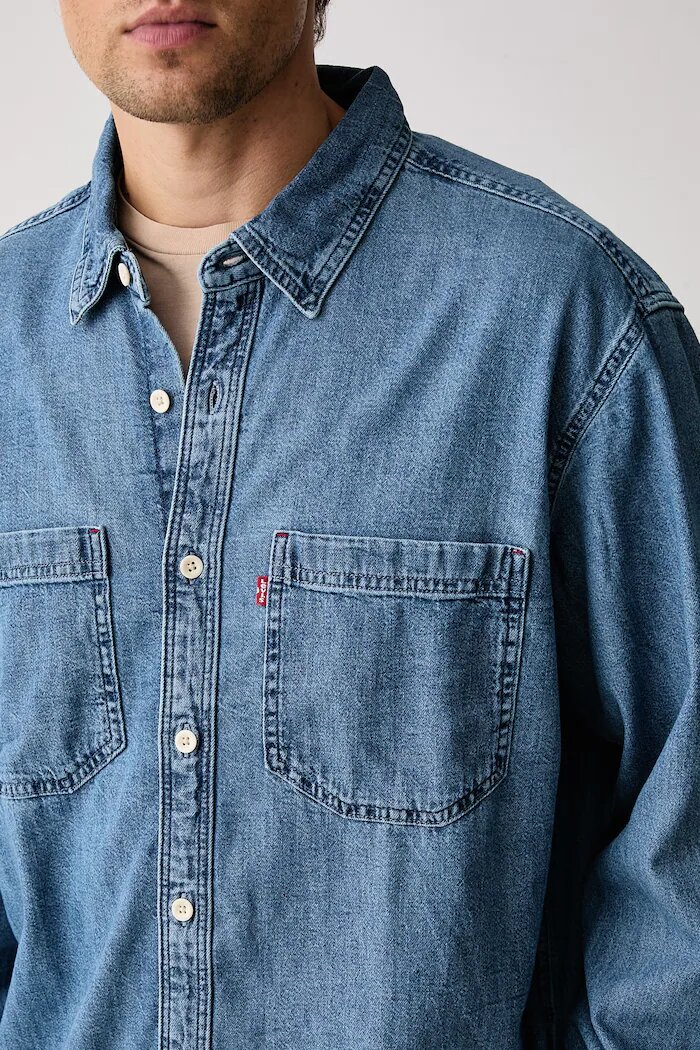 Levi's риза мъжка от деним MARIPOSA WORKER синя 0085D-0002
