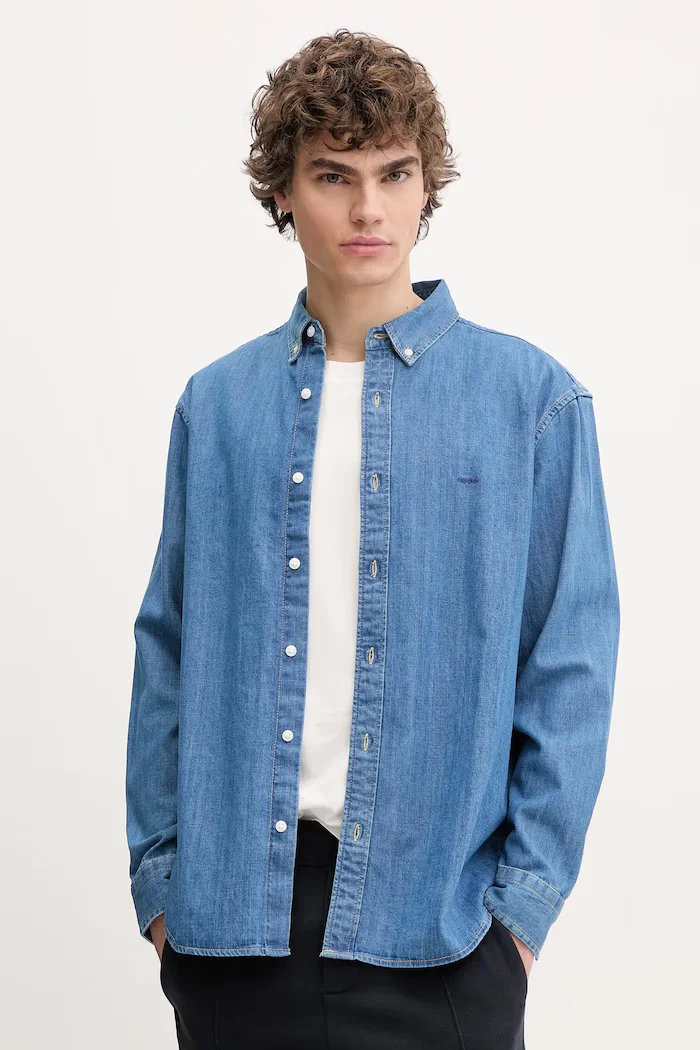 Levi's риза мъжка от памук AUTHENTIC BUTTON DOWN синя A7210