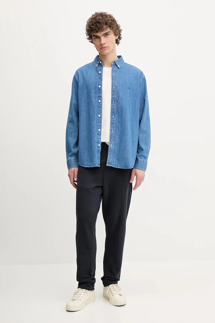 Levi's риза мъжка от памук AUTHENTIC BUTTON DOWN синя A7210