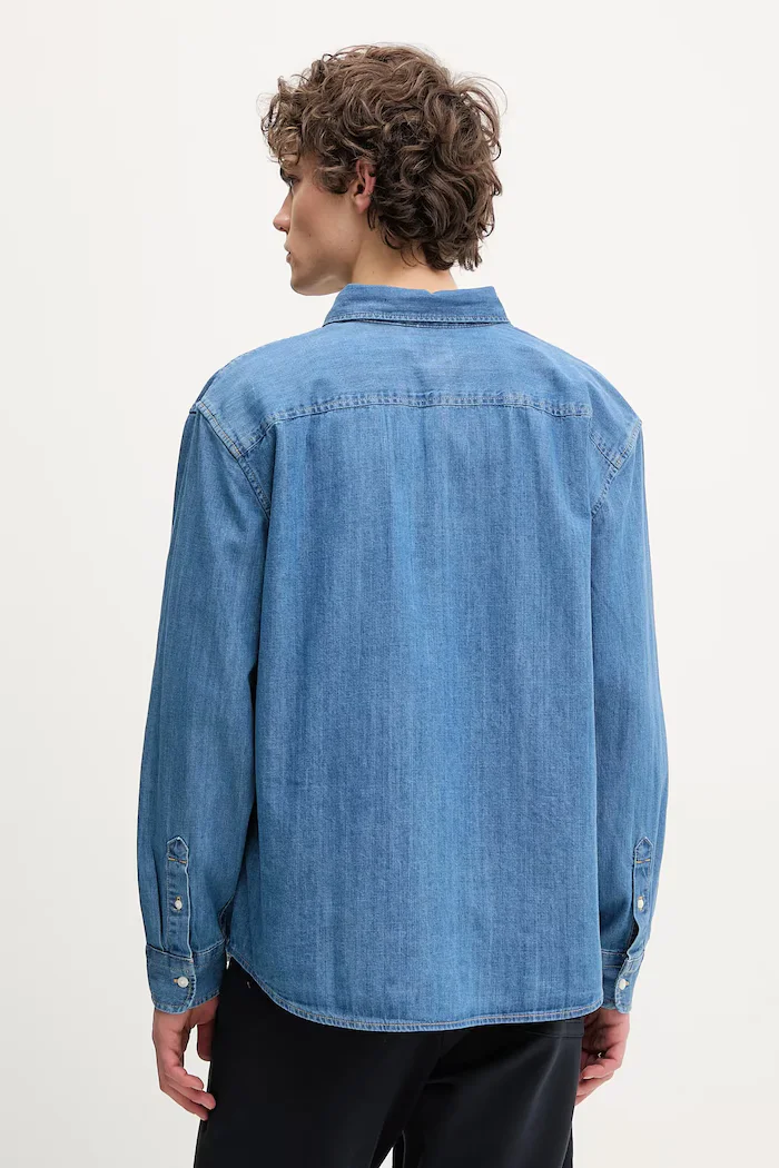 Levi's риза мъжка от памук AUTHENTIC BUTTON DOWN синя A7210