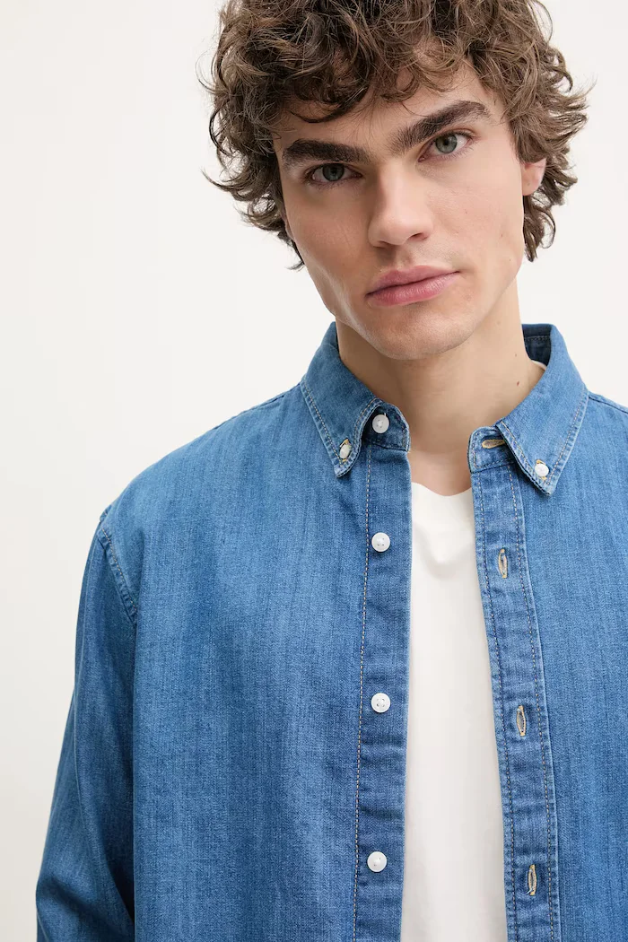 Levi's риза мъжка от памук AUTHENTIC BUTTON DOWN синя A7210