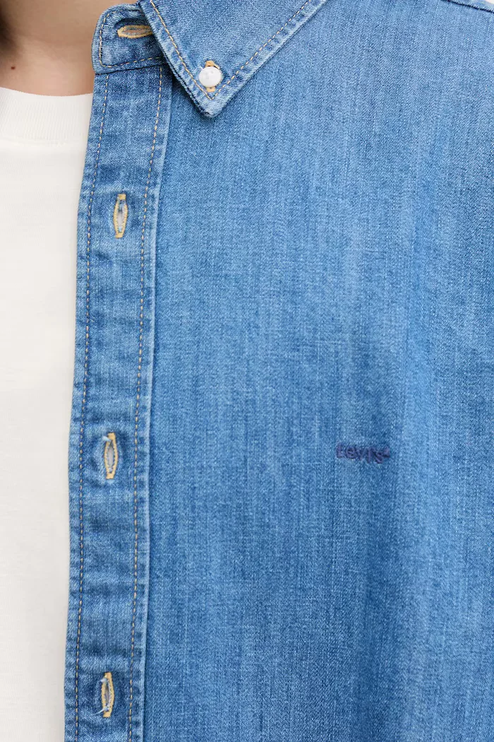 Levi's риза мъжка от памук AUTHENTIC BUTTON DOWN синя A7210