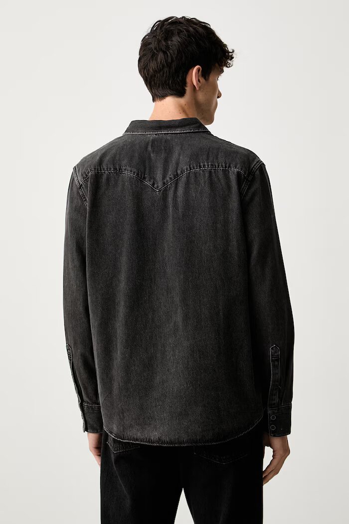 Levi's риза мъжка от памук BARSTOW WESTERN STANDARD черна с изчистена шарка 85744