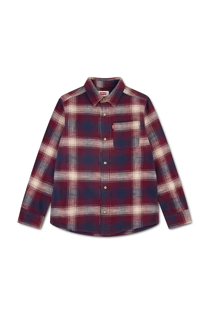 Levi's риза за деца от памук SHADOW PLAID SHIRT бордо на каре 9ER927