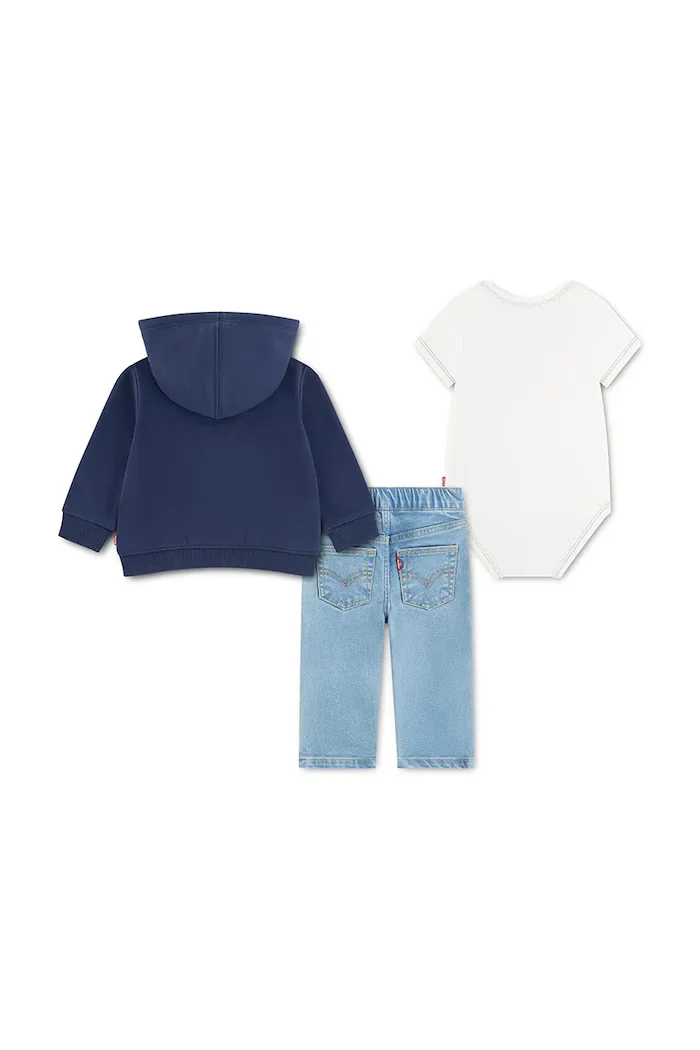 Levi's спортен комплект анцуг за деца с памук FULL ZIP HOODIE SET тъмносин 6ER557