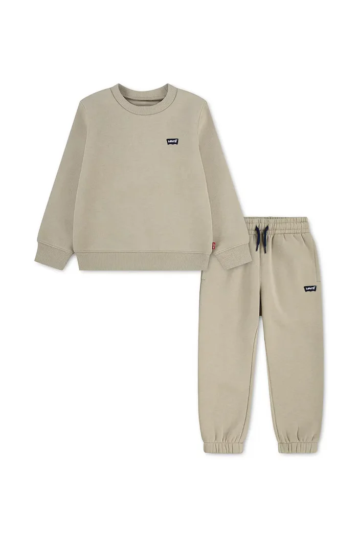 Levi's спортен комплект анцуг за деца с памук HOODIE & JOGGER SET бежов 8EP012