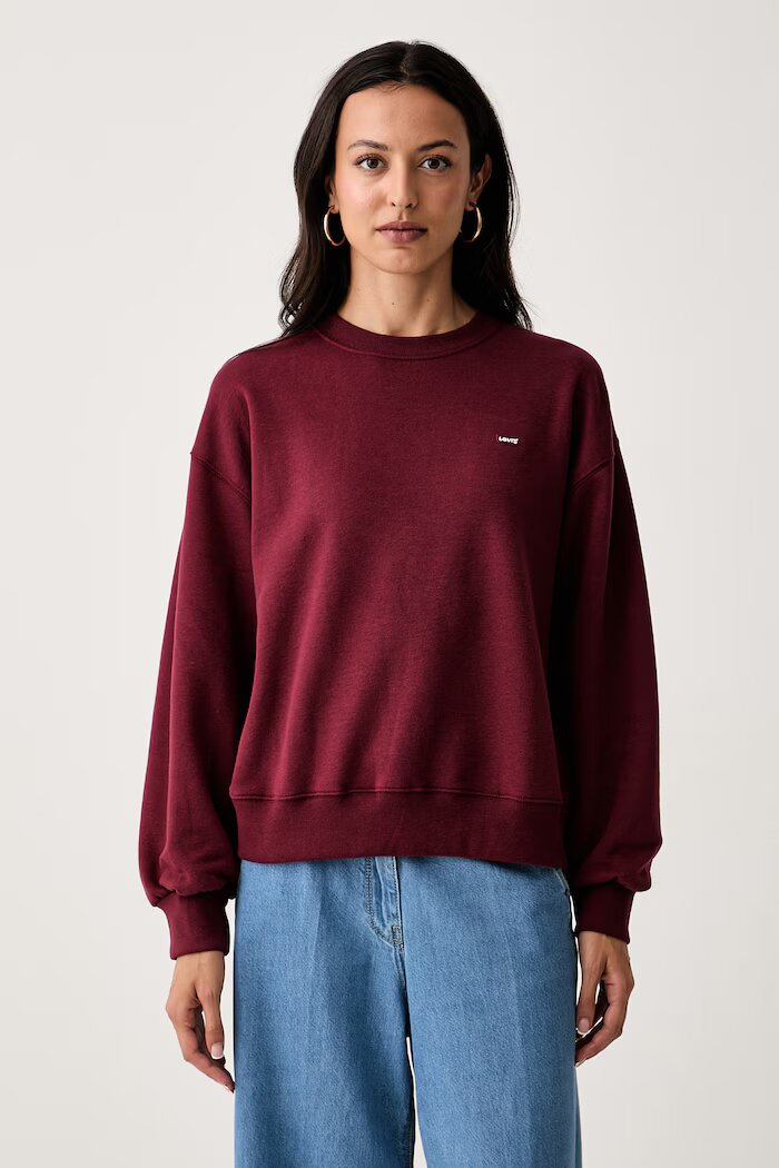 Levi's суичър дамски с памук EVERYDAY CREW бордо 0082J-0004