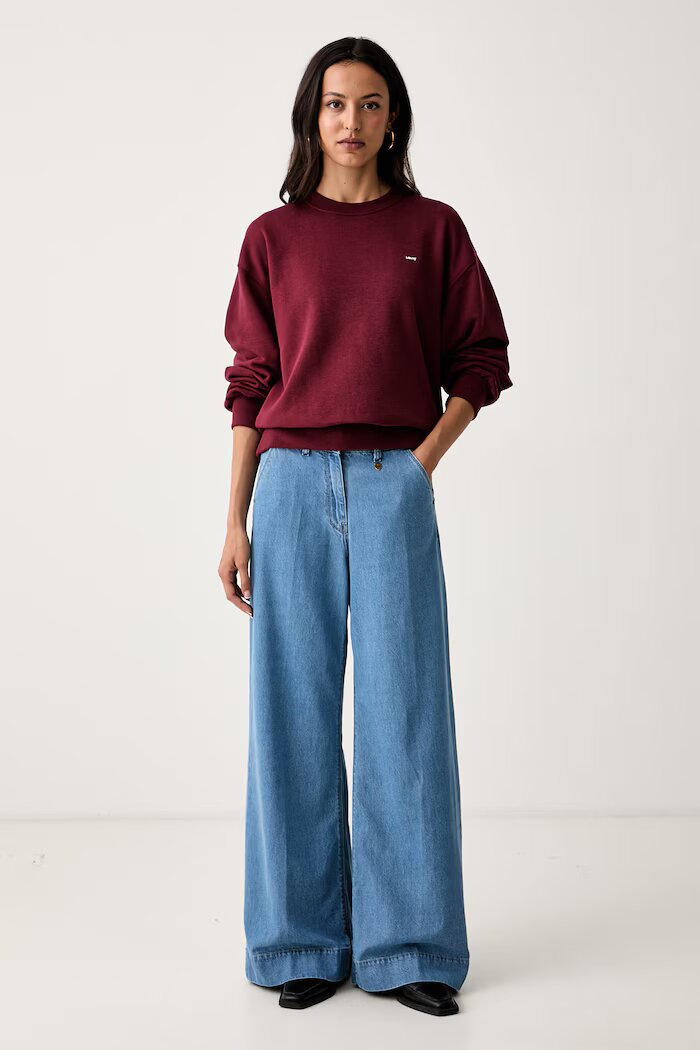 Levi's суичър дамски с памук EVERYDAY CREW бордо 0082J-0004