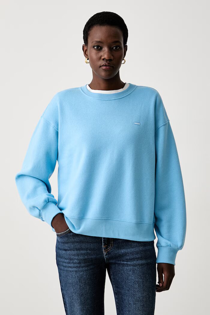Levi's суичър дамски с памук EVERYDAY CREW син 0082J