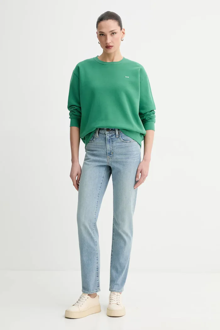 Levi's Суичър EVERYDAY SWEATSHIRT в зелено с изчистен дизайн A5942-0055