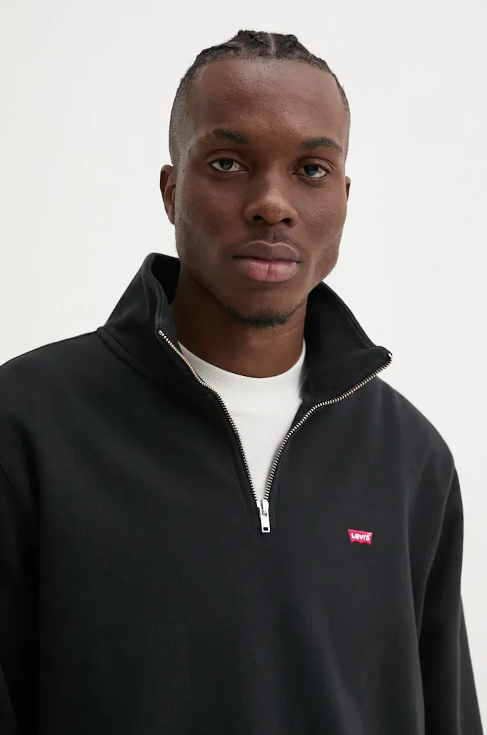 Levi's суичър мъжки от памук ORIGINAL HM 1/4 ZIP черен A8606