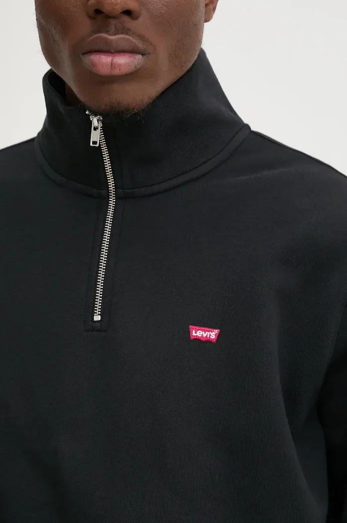 Levi's суичър мъжки от памук ORIGINAL HM 1/4 ZIP черен A8606