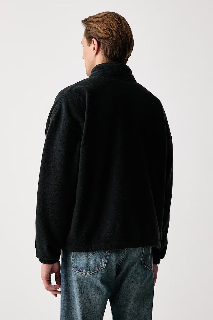 Levi's суичър мъжки от полар REDWOOD HALF ZIP черен 0084M