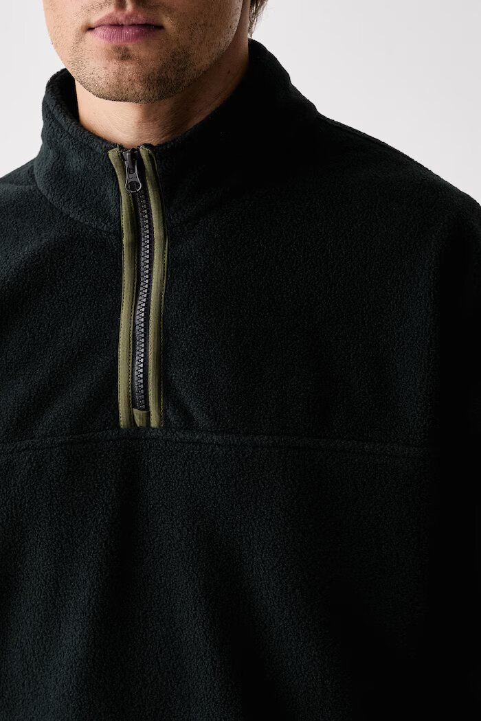 Levi's суичър мъжки от полар REDWOOD HALF ZIP черен 0084M