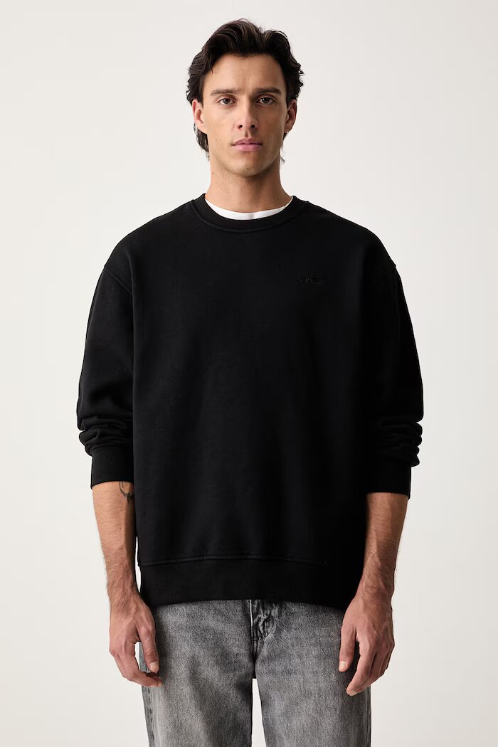 Levi's суичър мъжки с памук SWEATS CREW черен A1572
