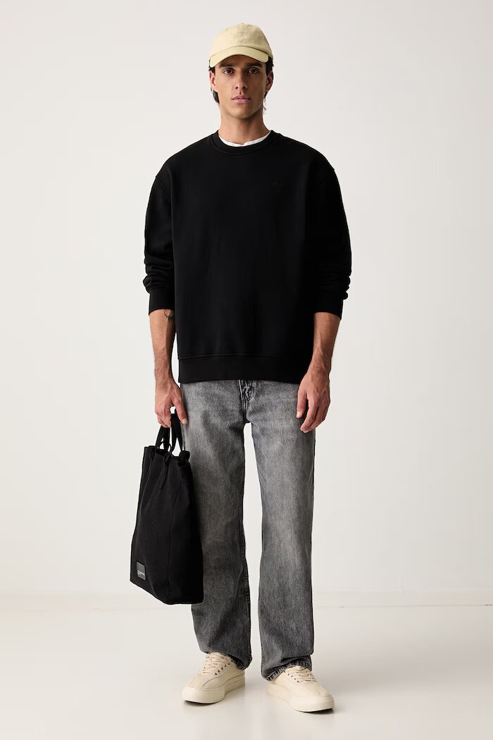 Levi's суичър мъжки с памук SWEATS CREW черен A1572