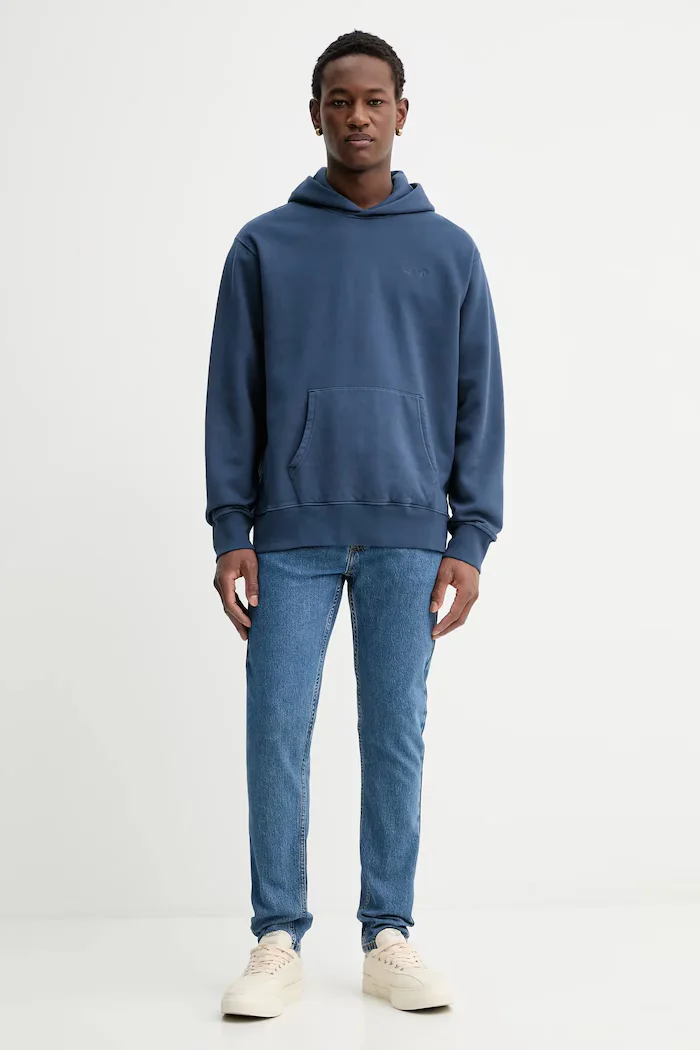 Levi's Суичър мъжки в черно с качулка с изчистен дизайн
