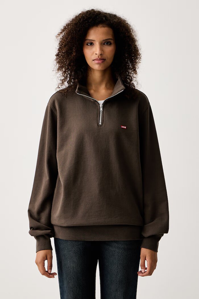 Levi's суичър от памук LSE_ORIGINAL HM 1/4 ZIP кафяв 001B9