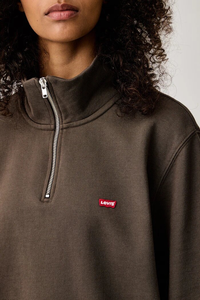 Levi's суичър от памук LSE_ORIGINAL HM 1/4 ZIP кафяв 001B9