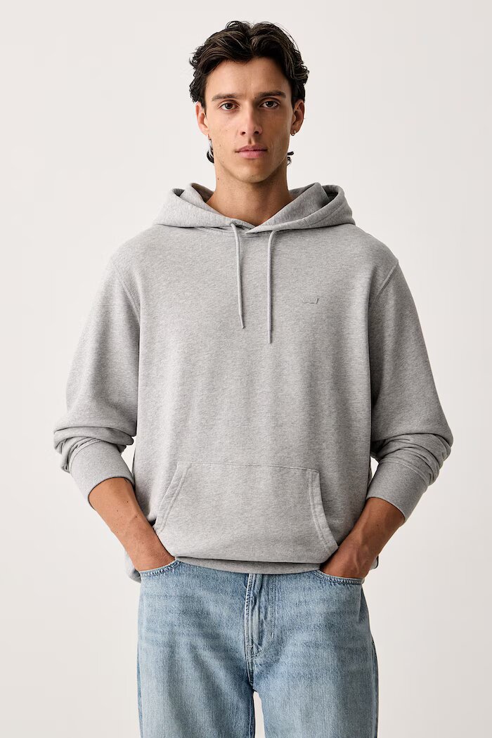 Levi's суичър с качулка мъжки от памук THE ORIGINAL HM сив 34581