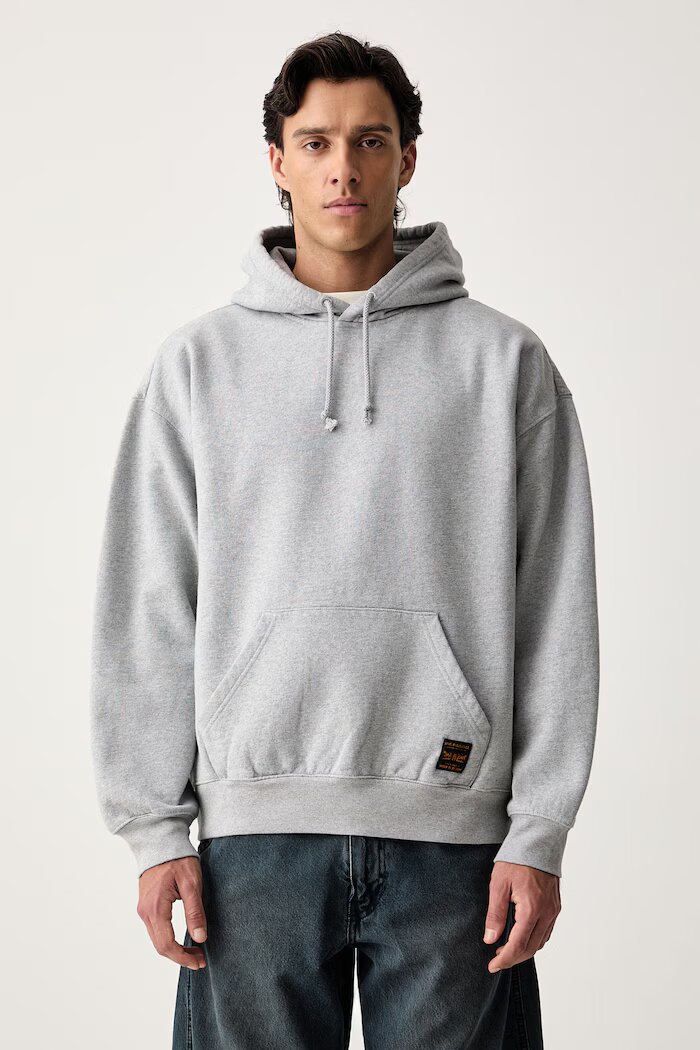 Levi's суичър с качулка мъжки с памук WORKWEAR PO сив 0084Q