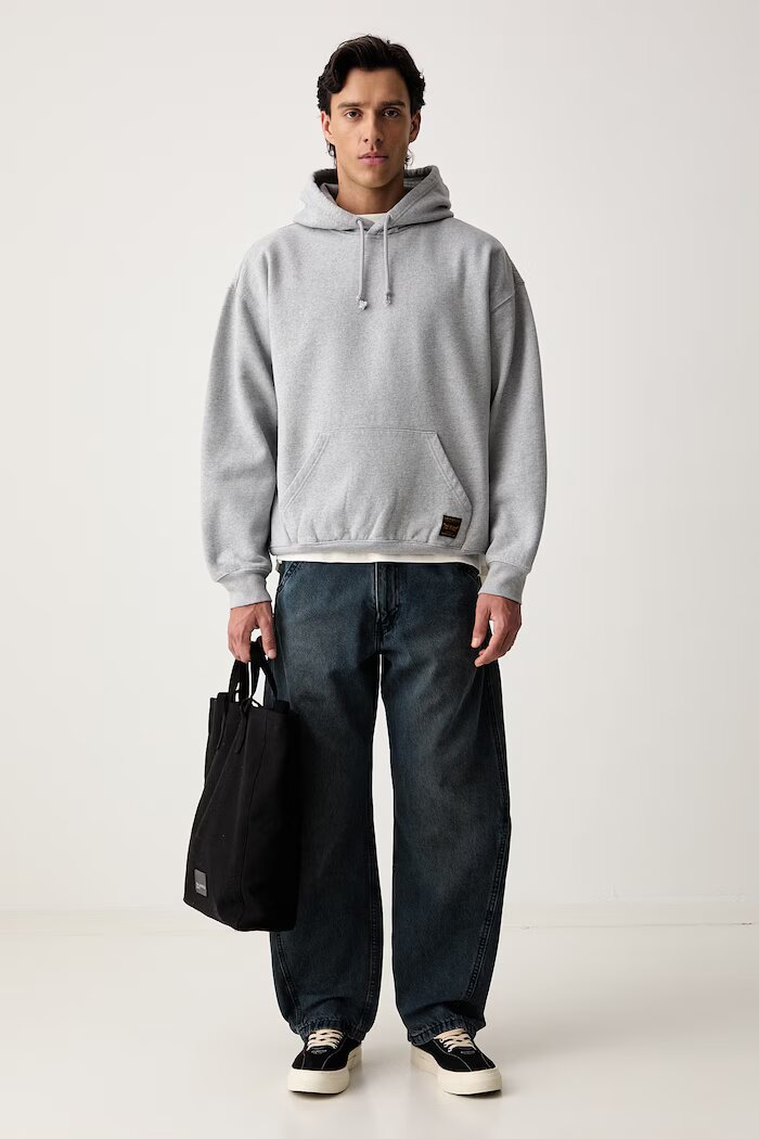 Levi's суичър с качулка мъжки с памук WORKWEAR PO сив 0084Q