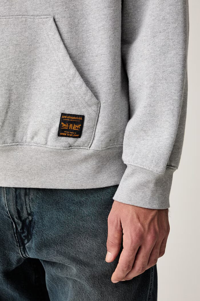 Levi's суичър с качулка мъжки с памук WORKWEAR PO сив 0084Q