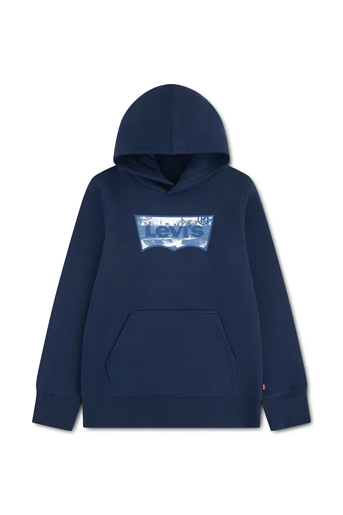 Levi's суичър с качулка за деца с памук SKATE PARK BATWING HOODIE тъмносин 9ER750