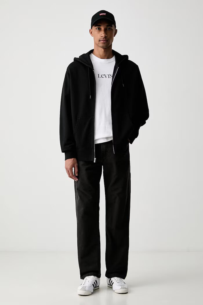 Levi's суичър с цип и качулка мъжки от памук THE ORIGINAL HM ZIP UP черен 34584