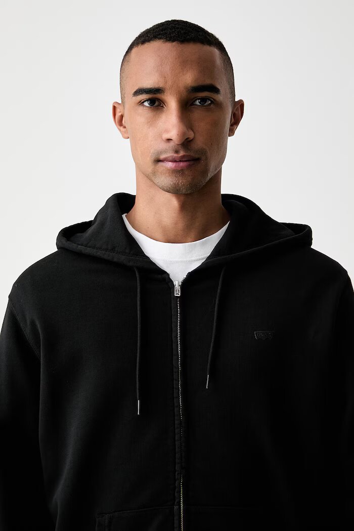 Levi's суичър с цип и качулка мъжки от памук THE ORIGINAL HM ZIP UP черен 34584