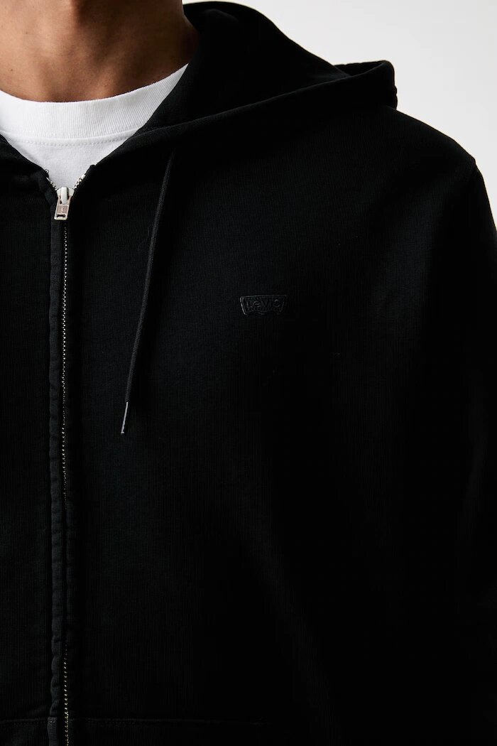 Levi's суичър с цип и качулка мъжки от памук THE ORIGINAL HM ZIP UP черен 34584