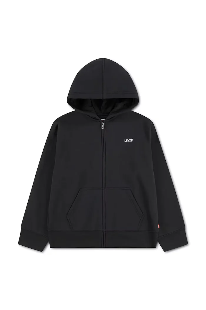 Levi's суичър с цип и качулка за деца с памук ESSENTIAL HOODIE черен 9ER729