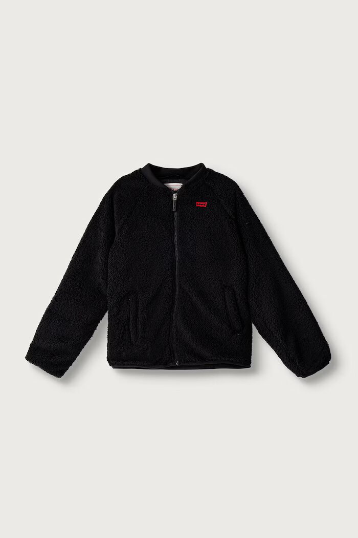 Levi's суичър с цип за деца от полар LT WT SHERPA JACKET черен 9ER308
