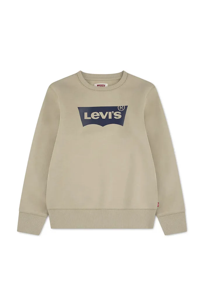 Levi's суичър за деца с памук BATWING CREWNECK бежов 8E9079