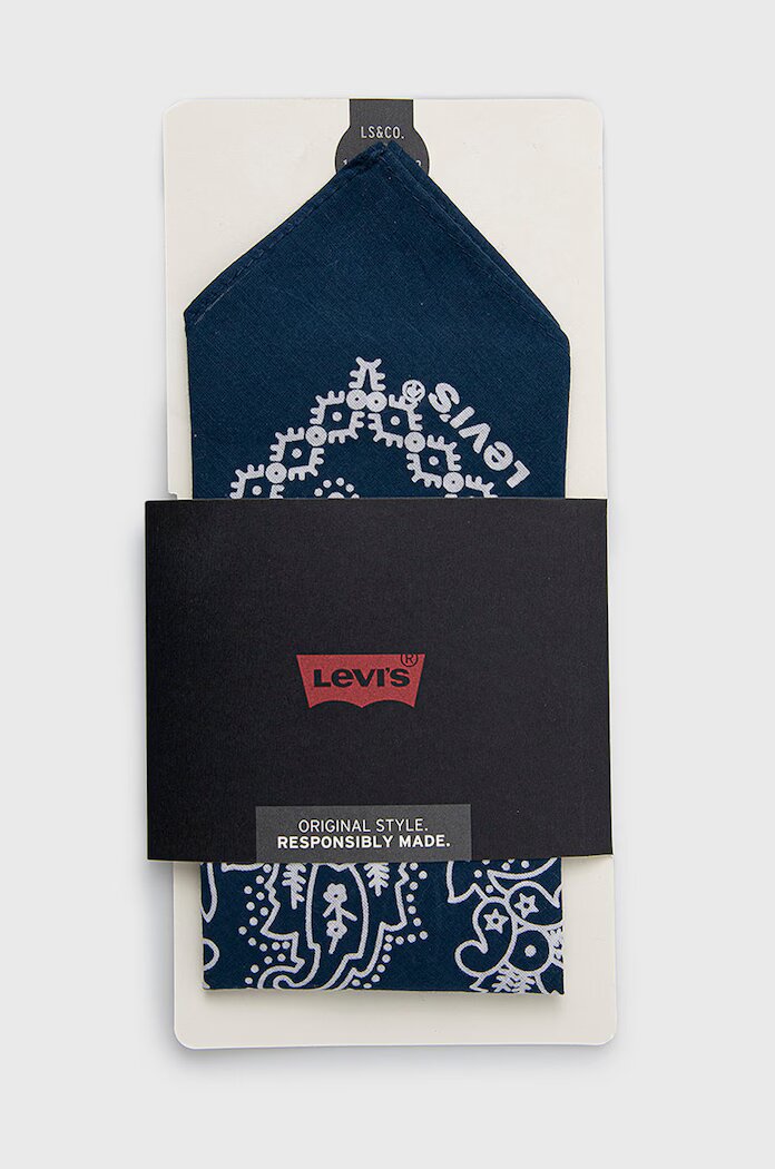 Levi's Тънък памучен шал в тъмносиньо с десен
