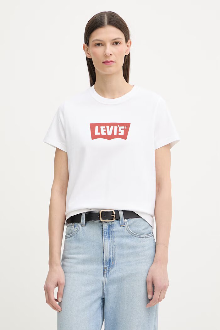 Levi's тениска basic дамска от памук GR T2 PERFECT TEE бяла 005GV.0024