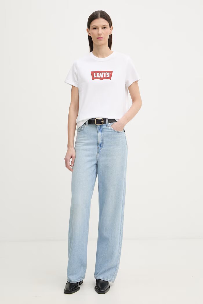 Levi's тениска basic дамска от памук GR T2 PERFECT TEE бяла 005GV.0024
