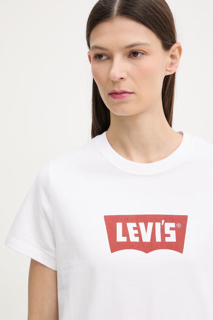 Levi's тениска basic дамска от памук GR T2 PERFECT TEE бяла 005GV.0024