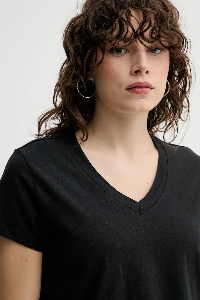 Levi's Тениска BOXY VNECK TEE в черно A8774