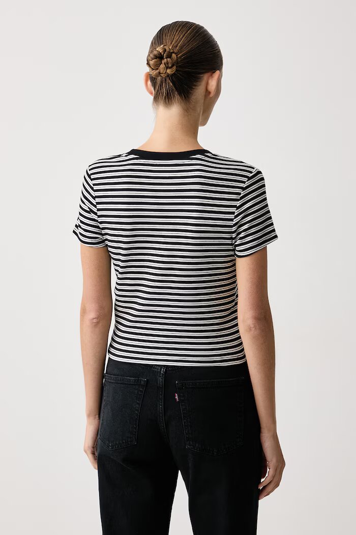 Levi's тениска дамска от памук с еластан ESSENTIAL BABY черна 0085R-0003