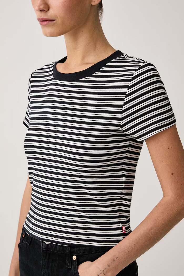 Levi's тениска дамска от памук с еластан ESSENTIAL BABY черна 0085R-0003