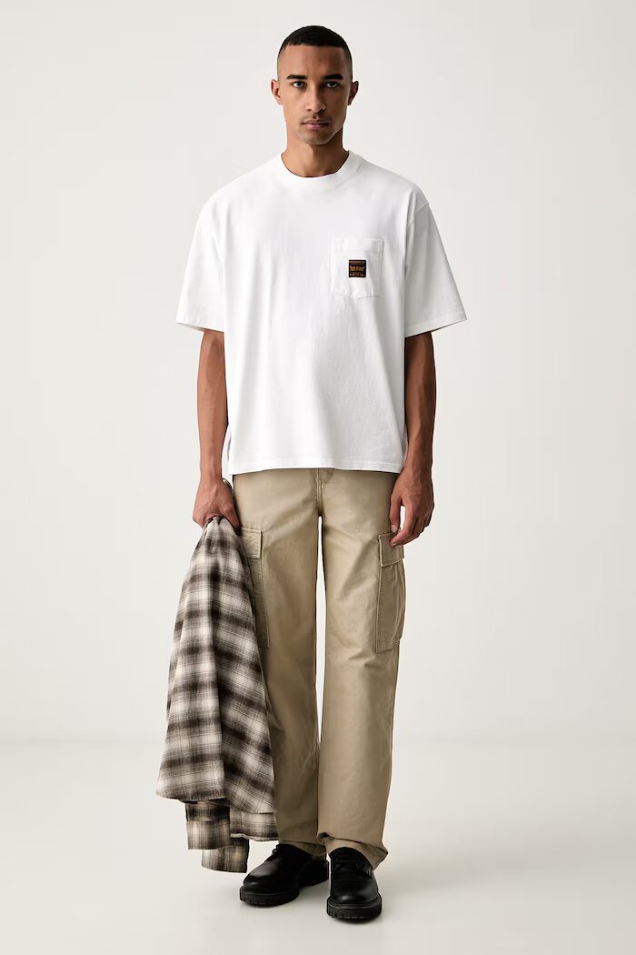 Levi's тениска мъжка от памук SS WORKWEAR PKT бяла 008AB