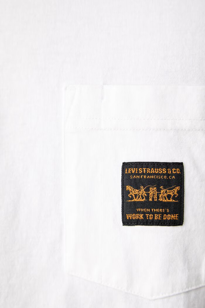 Levi's тениска мъжка от памук SS WORKWEAR PKT бяла 008AB