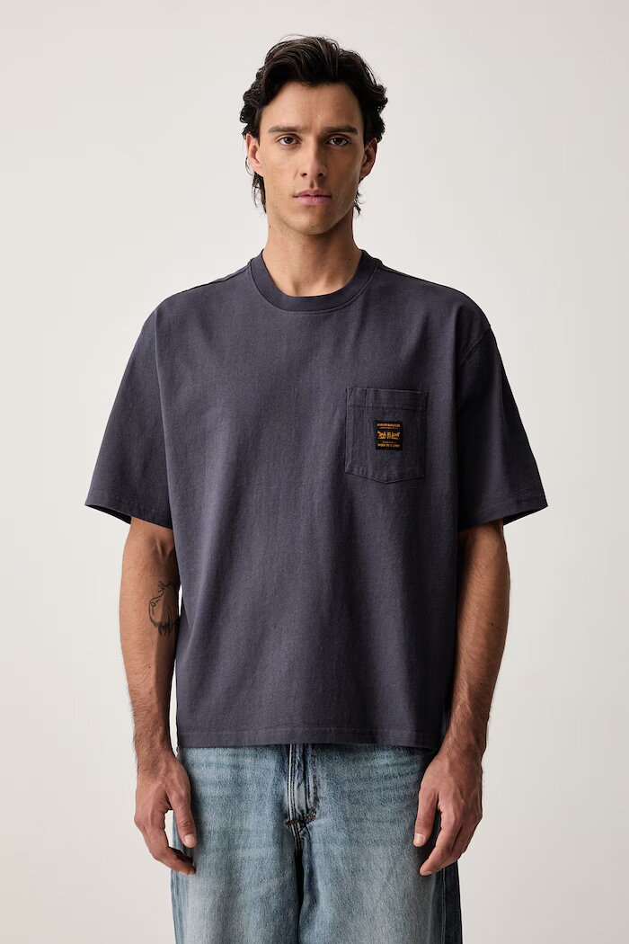 Levi's тениска мъжка от памук SS WORKWEAR PKT тъмносиня 008AB-0002