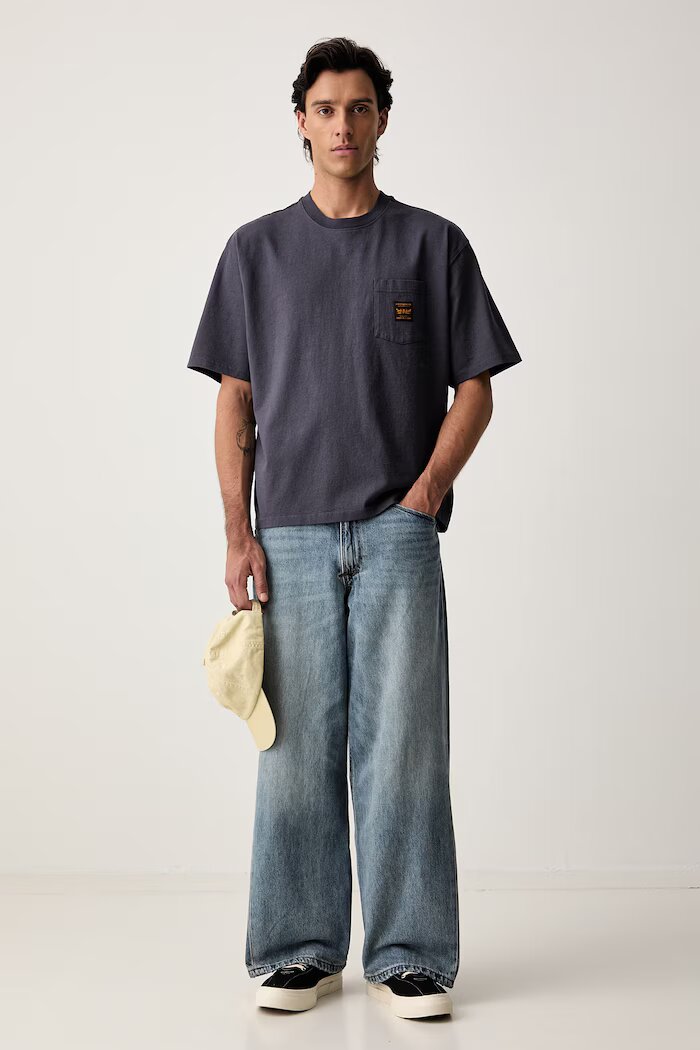 Levi's тениска мъжка от памук SS WORKWEAR PKT тъмносиня 008AB-0002