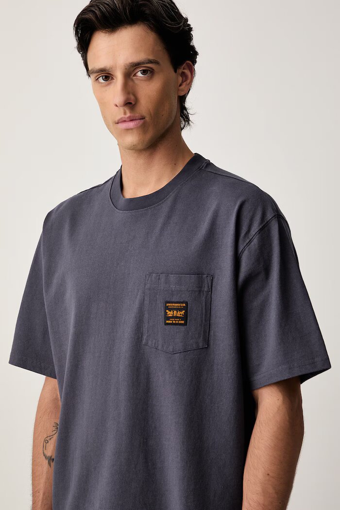 Levi's тениска мъжка от памук SS WORKWEAR PKT тъмносиня 008AB-0002